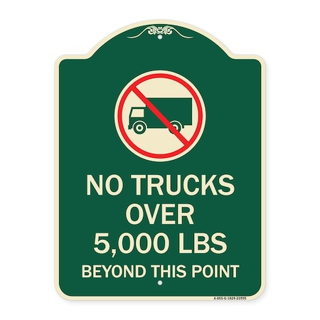 Signmission No Trucks Over Beyond This Point W/ Graphic Heavy-Gauge Aluminum Sign, 24" x 18", G-1824-23555 A-DES-G-1824-23555